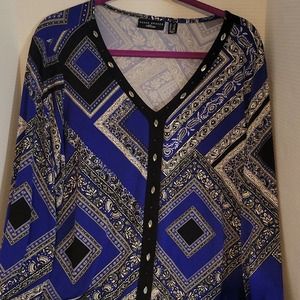 Susan Graver Artisan 1X Blue Blouse